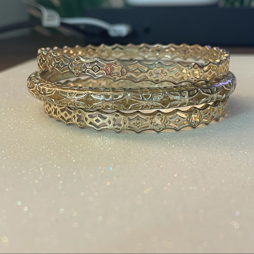 Kendra Scott Gold Bangles - set of 3
